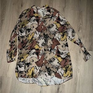 Object Longline Abstract Print Button Down Shirt EU 44 Multicolor Viscose Top